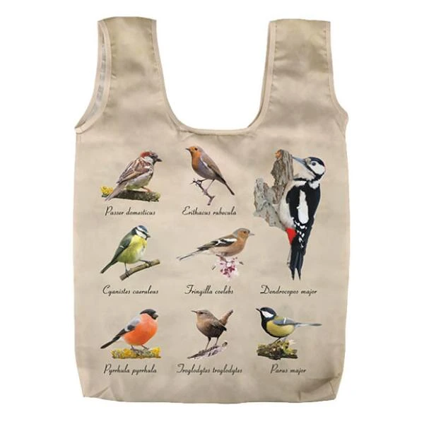 ESSCHERT DESIGN Opvouwbare Tas Vogelprint 2 ESSCHERT DESIGN Opvouwbare Tas Vogelprint - Afbeelding 2