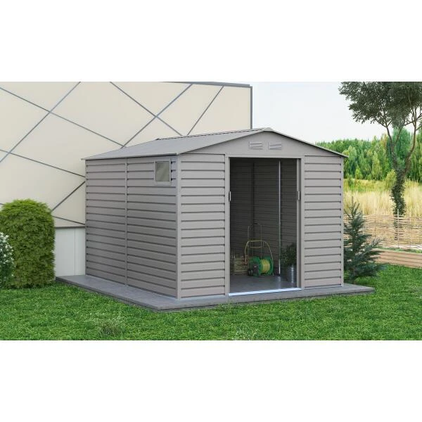 Sinolily Evan Plus E Tuinhuis Met Dubbele Schuifdeur En Raam - 8,84 M² - Grijs 2 Sinolily Evan Plus E Tuinhuis Met Dubbele Schuifdeur En Raam - 8,84 M² - Grijs - Afbeelding 2