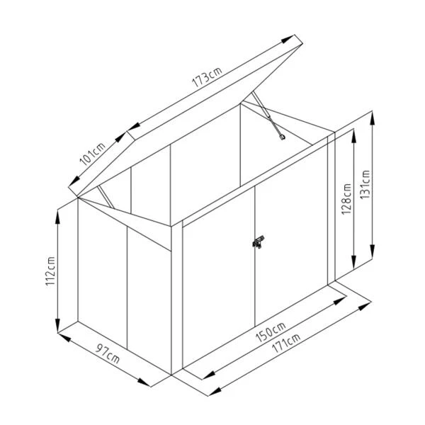 Sinolily Polly B Containerberging - 173 × 101 × 131 Cm - Antraciet 4 Sinolily Polly B Containerberging - 173 × 101 × 131 Cm - Antraciet - Afbeelding 4