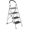 Trapladder Staal KING 4 Brede Treden - Zilver/zwart